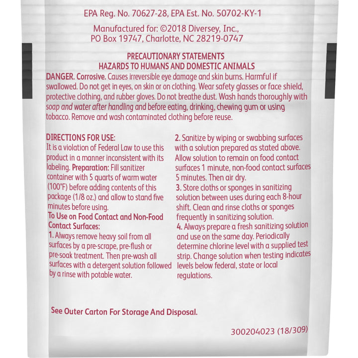 Image of Sani-Sure 90670 Multi-Surface Sanitizer, 0.13 oz (0.01 lb), Chlorine Scent, Odorless, Yellow, 100 / Carton