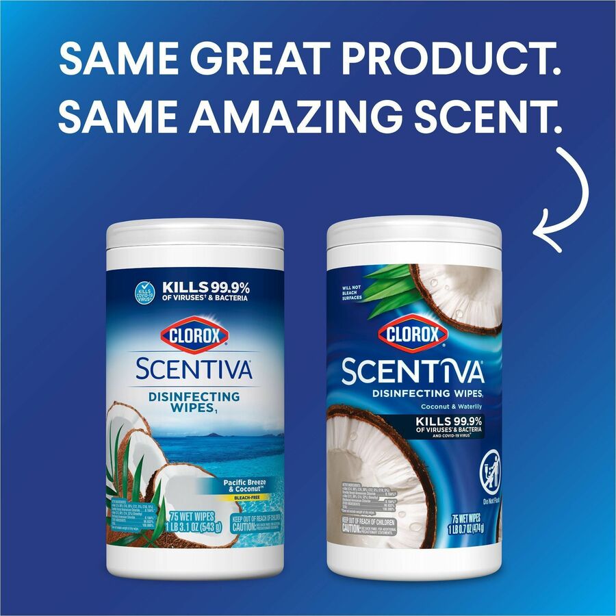 Image of Clorox® Wipes,Disinfecting,Pacific Breeze&Coconut,75/Tub,WE