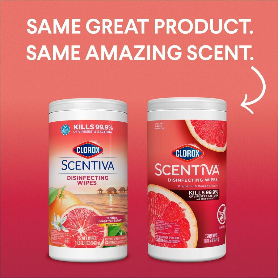 Image of Clorox® Wipes,Disinfecting,Tahitian Grapefruit Splash,75/Tub,WE
