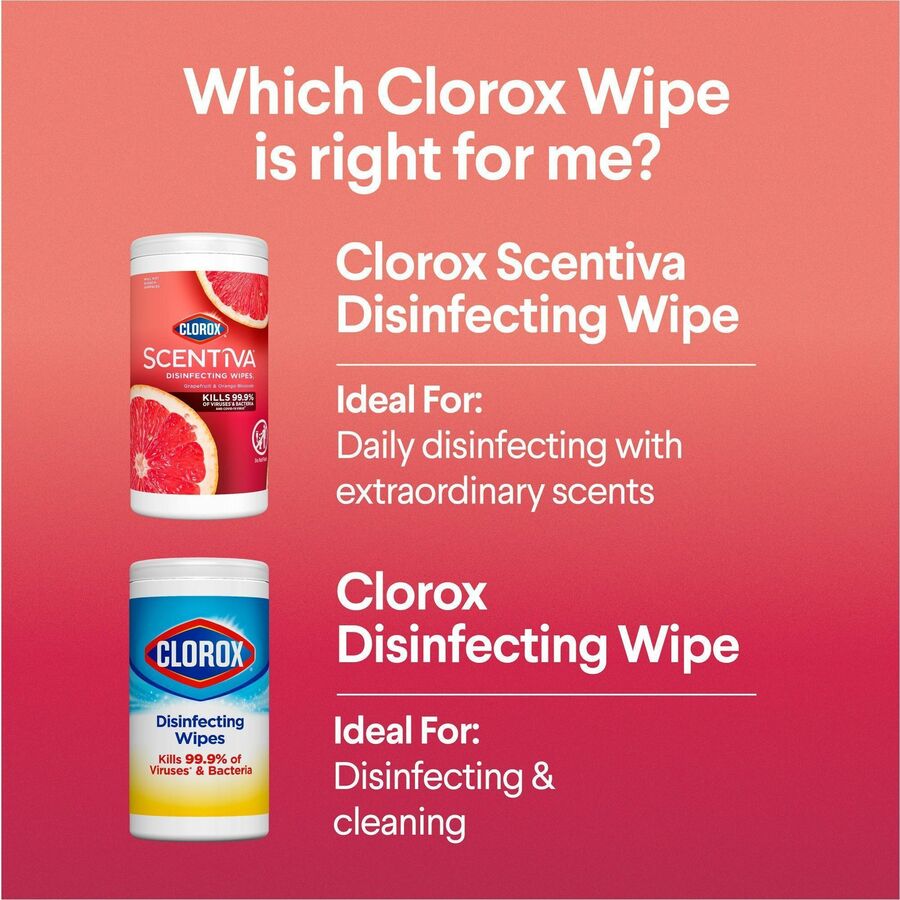 Image of Clorox® Wipes,Disinfecting,Tahitian Grapefruit Splash,75/Tub,WE