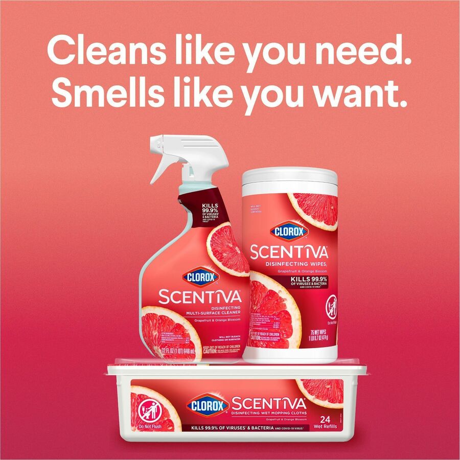 Image of Clorox® Wipes,Disinfecting,Tahitian Grapefruit Splash,75/Tub,WE