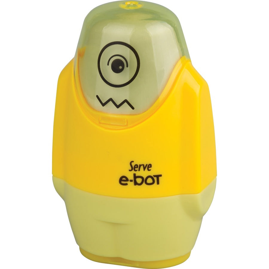 Image of Serve EBOT9KTKR E-Bot Eraser & Sharpener, 2 Hole(s), Plastic, Multicolor, 1 Each