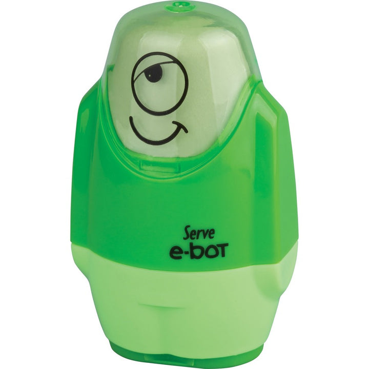 Image of Serve EBOT9KTKR E-Bot Eraser & Sharpener, 2 Hole(s), Plastic, Multicolor, 1 Each
