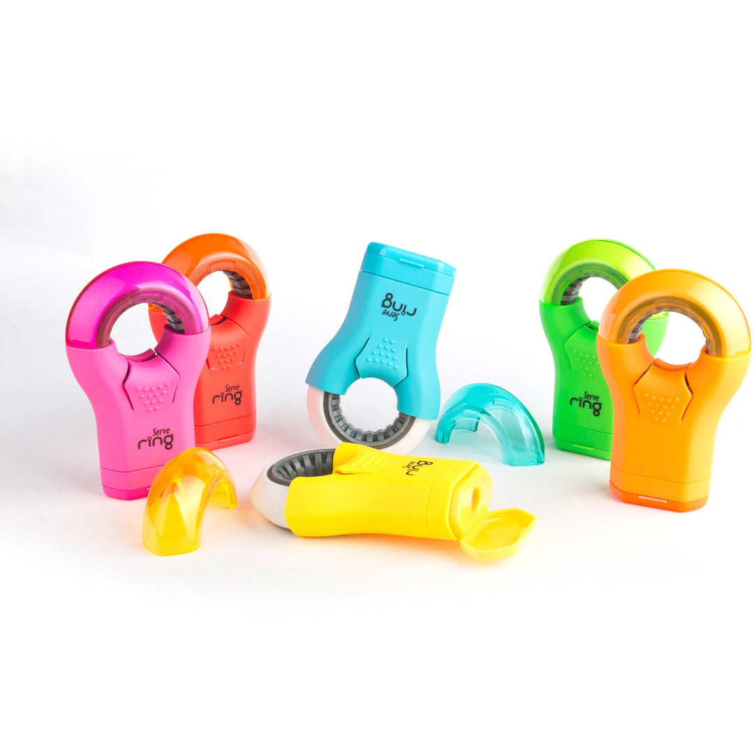 Image of Serve RING8KTKR Ring Eraser & Sharpener, Plastic, Multicolor, 1 Each