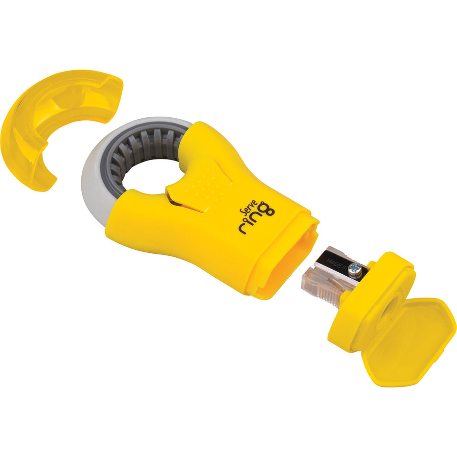 Image of Serve RING8KTKR Ring Eraser & Sharpener, Plastic, Multicolor, 1 Each