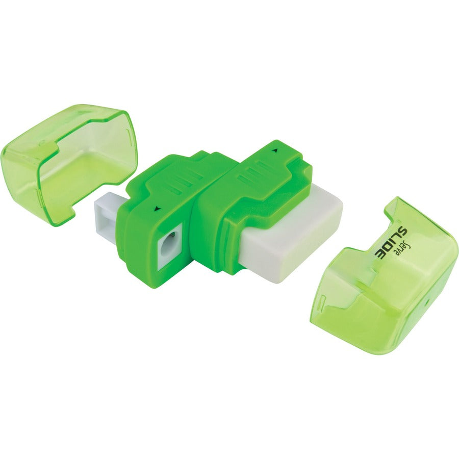 Image of Serve SLIDE9KTKR Slide Eraser & Sharpener, Plastic, Multicolor, 1 Each