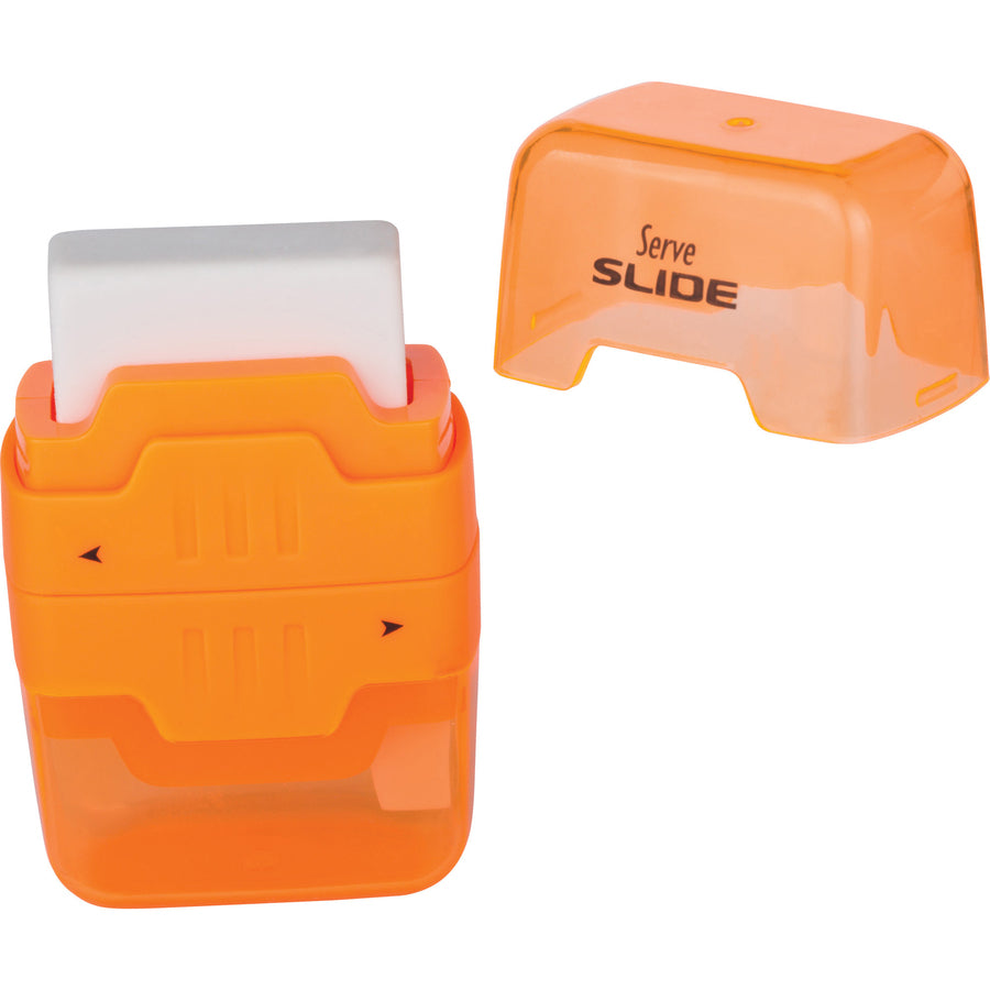 Image of Serve SLIDE9KTKR Slide Eraser & Sharpener, Plastic, Multicolor, 1 Each