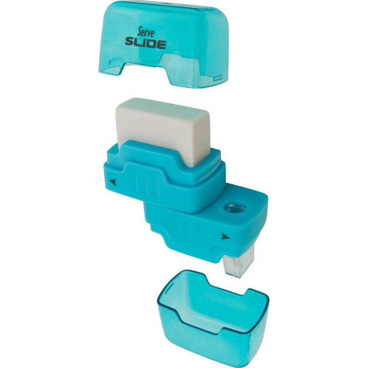 Image of Serve SLIDE9KTKR Slide Eraser & Sharpener, Plastic, Multicolor, 1 Each
