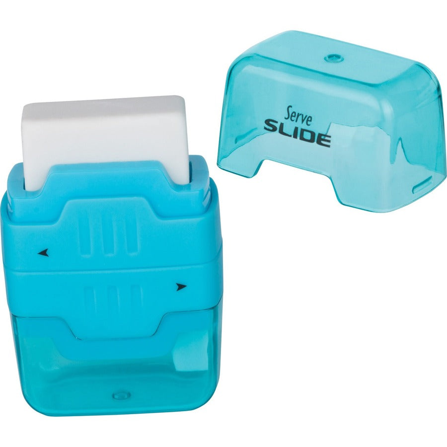 Image of Serve SLIDE9KTKR Slide Eraser & Sharpener, Plastic, Multicolor, 1 Each