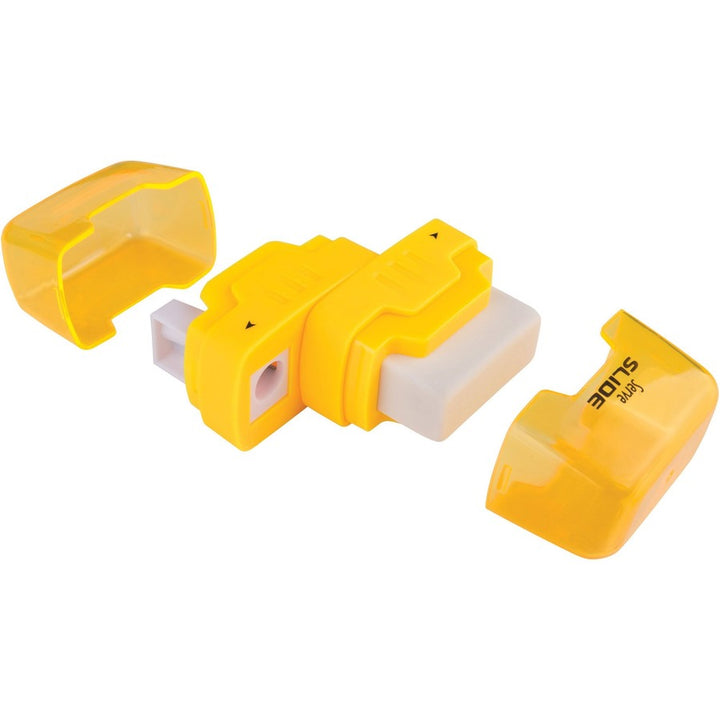 Image of Serve SLIDE9KTKR Slide Eraser & Sharpener, Plastic, Multicolor, 1 Each