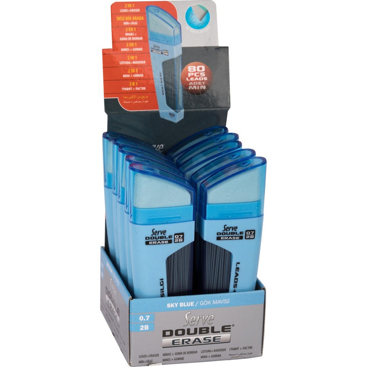 Image of Serve DSMGM07 Double Erase Leads & Eraser, Blue, 1 Each, Double-sided, Smudge-free, Dust-free, Streak-free