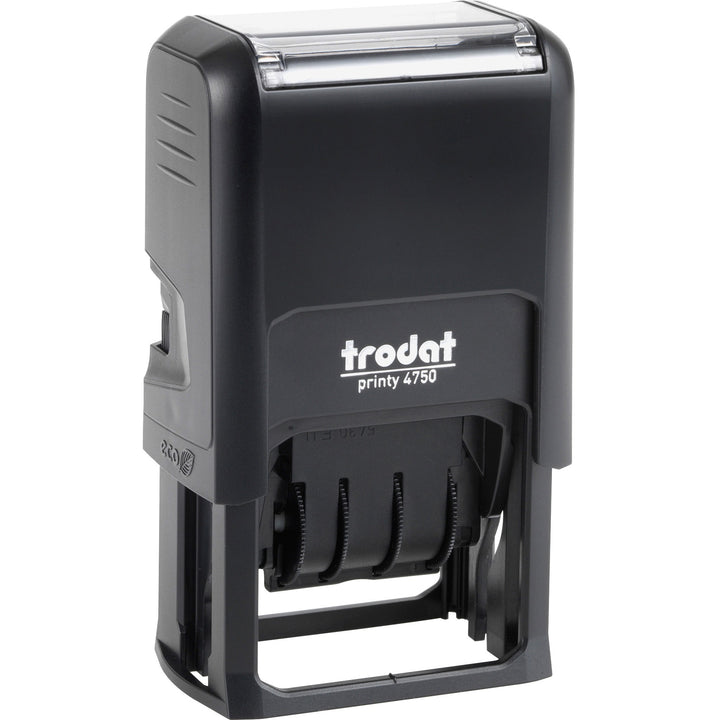 Image of Trodat E4756 Ecoprinty 5-In-1 Date Stamp, Date Stamp, 10000 Impression(s), Black, Red, Recycled, 1 Each