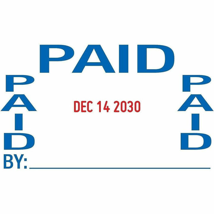Image of Printy E4754 5-in-1 Date Stamp, Date Stamp, ENTERED, FAXED, PAID, RECEIVED, 10000 Impression(s), Red, Blue, Recycled, 1 Each