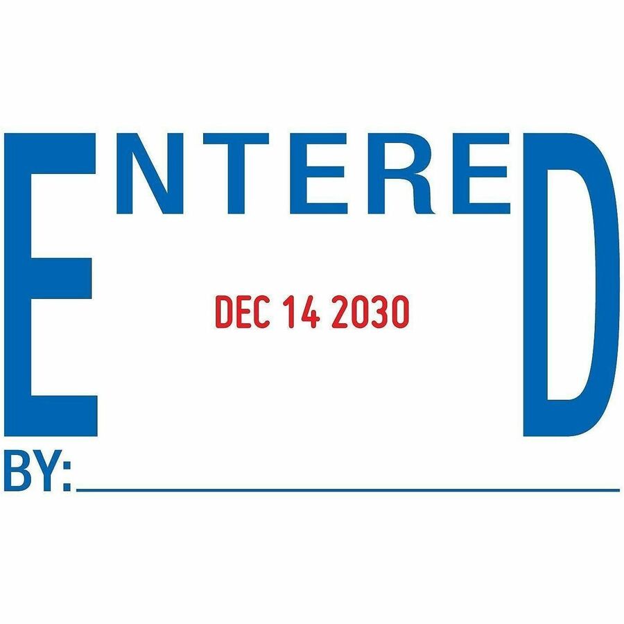 Image of Printy E4754 5-in-1 Date Stamp, Date Stamp, ENTERED, FAXED, PAID, RECEIVED, 10000 Impression(s), Red, Blue, Recycled, 1 Each