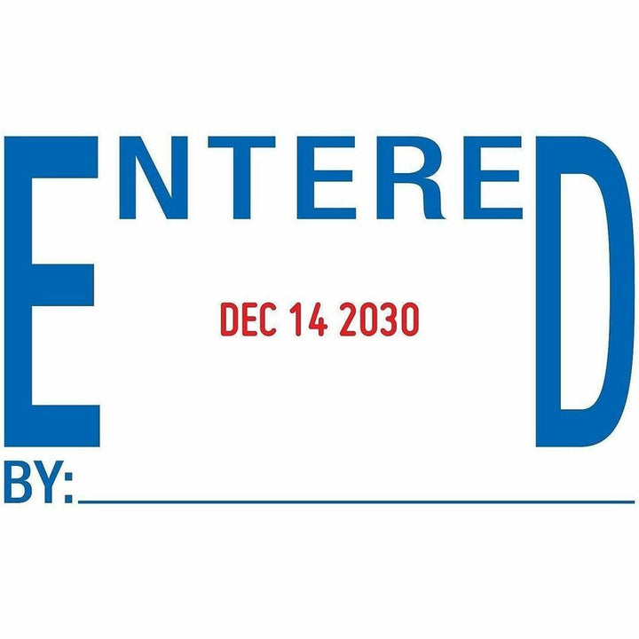 Image of Printy E4754 5-in-1 Date Stamp, Date Stamp, ENTERED, FAXED, PAID, RECEIVED, 10000 Impression(s), Red, Blue, Recycled, 1 Each
