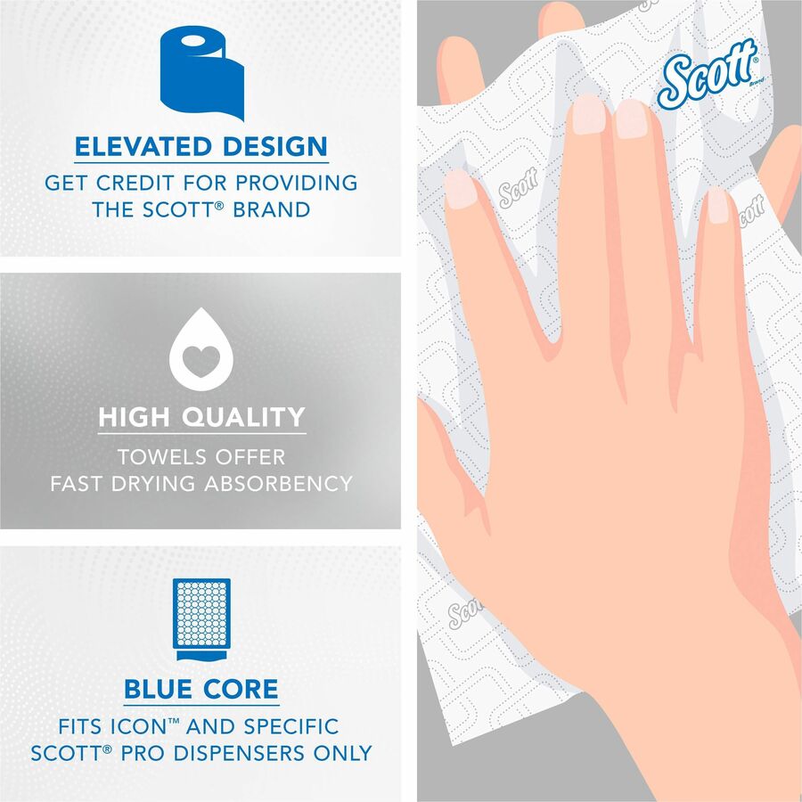 Image of Kimberly-Clark Professional Hard Roll Towels,1-3/4" Blue Core,7-1/2"x700',6RL/CT,WE