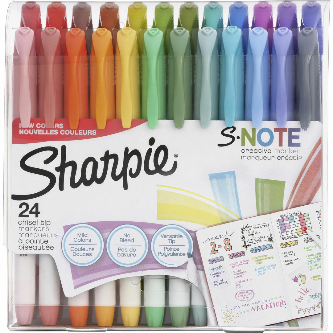 Image of Sharpie® S-Note Creative Markers, Assorted Ink Colors, Chisel Tip, Assorted Barrel Colors, 24/pack