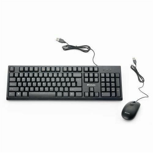 Image of Verbatim® Keyboard/Mouse,Wired,USB Type-A,Hot Keys,1000dpi,PC/Mac,BK