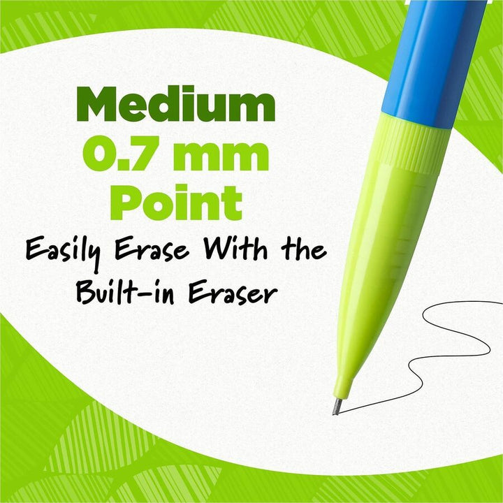 Image of ecolutions MPE12-BLK Xtra Life Mechanical Pencil, 0.7 mm Black Lead, #2, HB, Medium Point, Assorted Barrel, 12 / Dozen