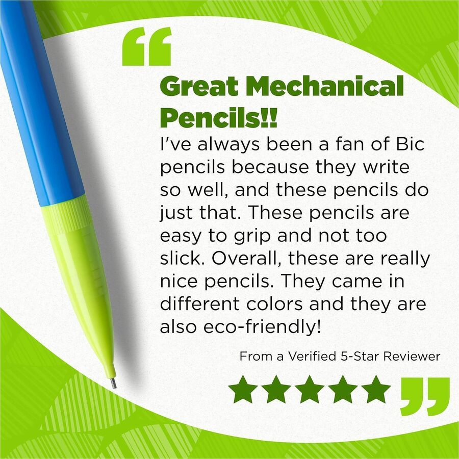 Image of ecolutions MPE12-BLK Xtra Life Mechanical Pencil, 0.7 mm Black Lead, #2, HB, Medium Point, Assorted Barrel, 12 / Dozen