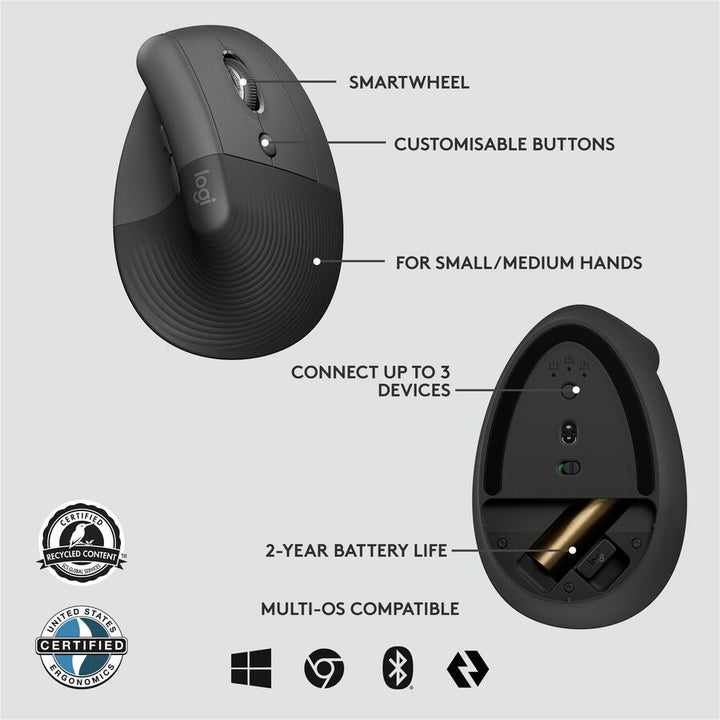 Image of Logitech 910-006491 Lift Ergo Mouse