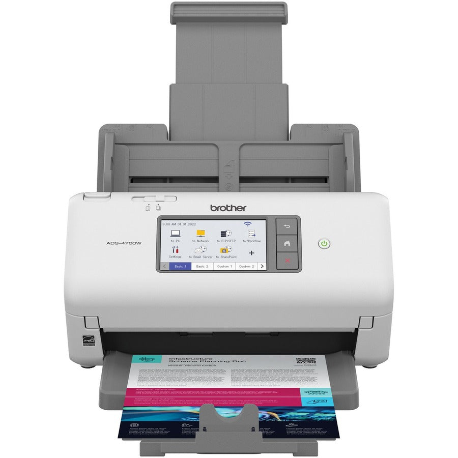 Image of Brother Professional Desktop Scanner ADS-4700W, 48-bit Color, 40 ppm (Mono), 40 ppm (Color), Duplex Scanning, USB, 1 Each
