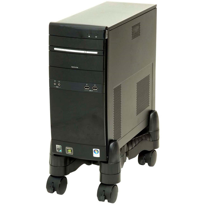 Image of Data Accessories Company 02157 Scissors-style Mobile CPU Stand, 10" Width, Floor, Plastic, Black, 1 Each, TAA Compliant