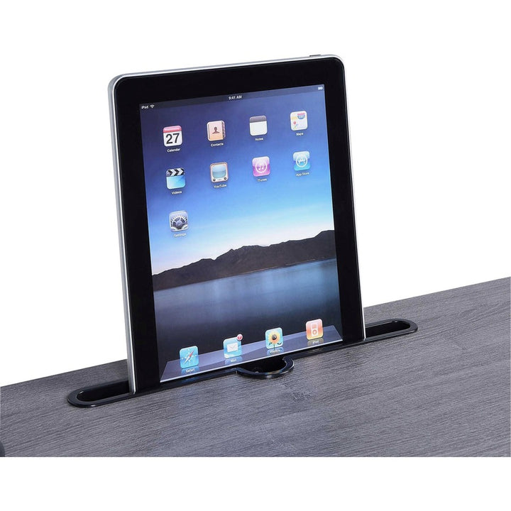 Image of Lorell Desk,w/Holders,Mobile,Height Adj,26-5/8"x19-1/8"x43",BK/CCL