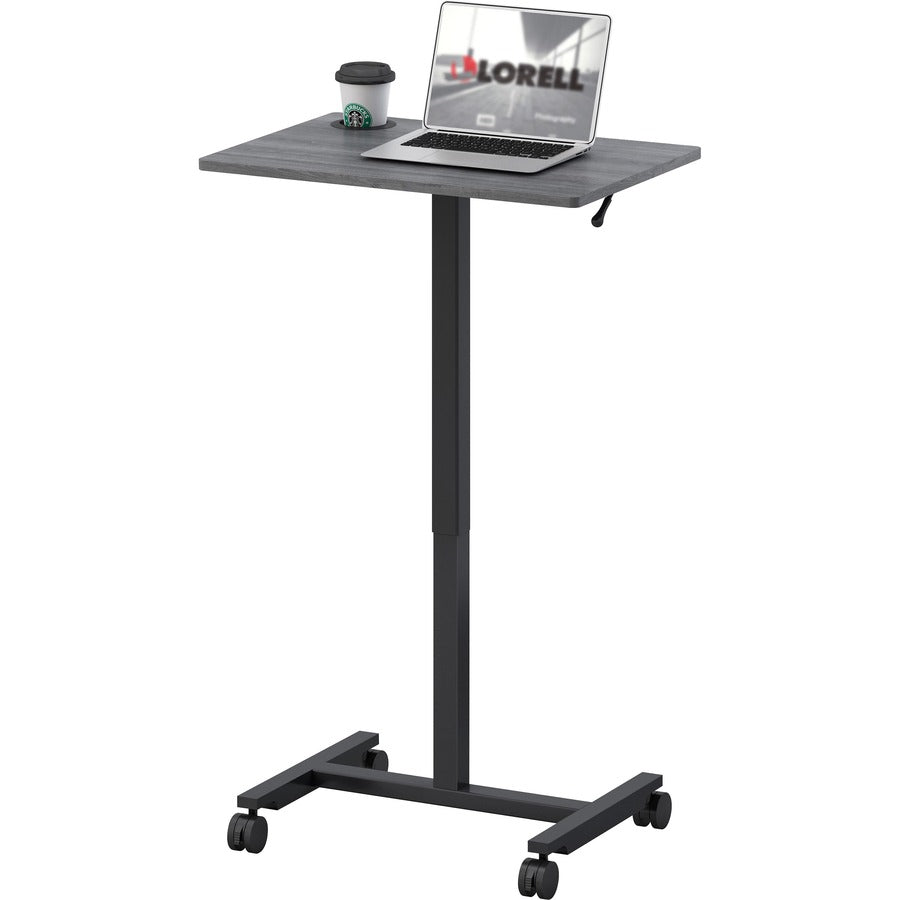 Image of Lorell Desk,w/Holders,Mobile,Height Adj,26-5/8"x19-1/8"x43",BK/CCL