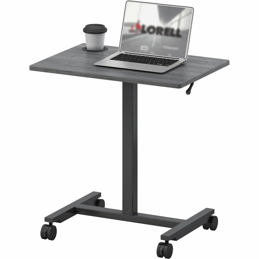Image of Lorell Desk,w/Holders,Mobile,Height Adj,26-5/8"x19-1/8"x43",BK/CCL