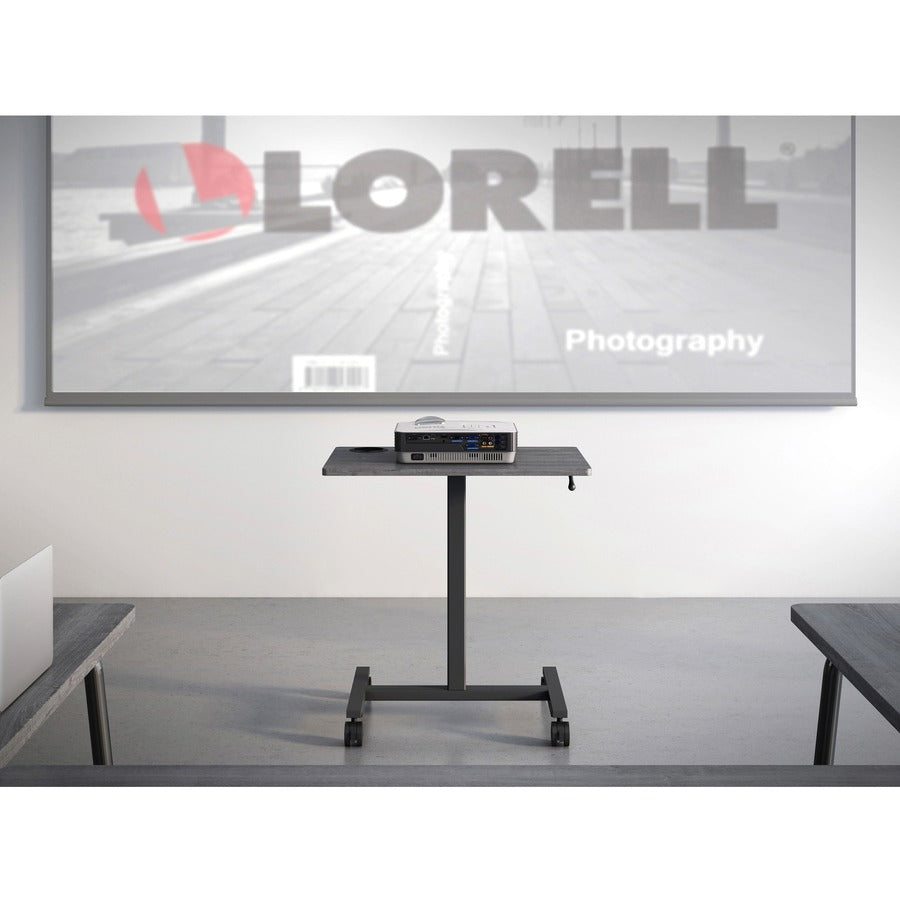 Image of Lorell Desk,w/Holders,Mobile,Height Adj,26-5/8"x19-1/8"x43",BK/CCL