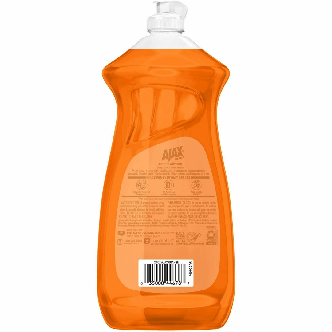 Image of AJAX 144678 Triple Action Dish Soap, 28 fl oz (0.9 quart), Orange Scent, Pleasant Scent, Phosphate-free, Kosher-free, Orange, 1 Each