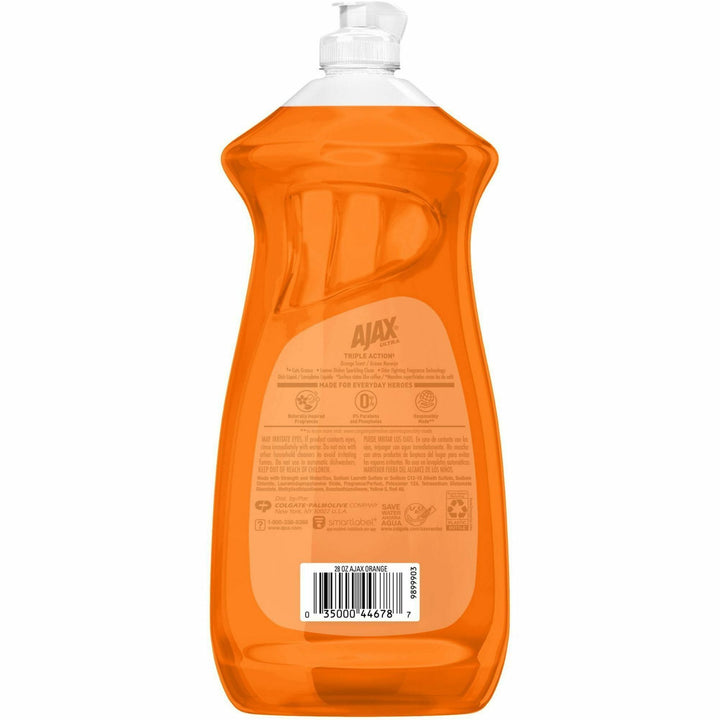 Image of AJAX 144678 Triple Action Dish Soap, 28 fl oz (0.9 quart), Orange Scent, Pleasant Scent, Phosphate-free, Kosher-free, Orange, 1 Each