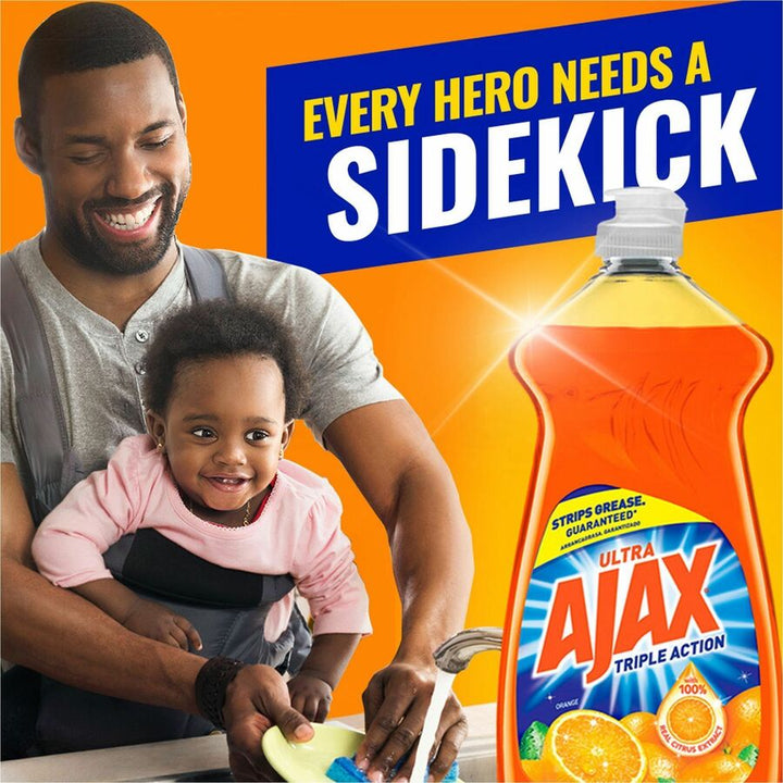 Image of AJAX 149860 Triple Action Dish Soap, 52 fl oz (1.6 quart), Orange Scent, Pleasant Scent, Phosphate-free, Kosher-free, Orange, 1 Each