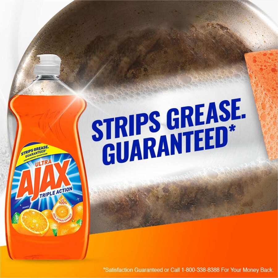 Image of AJAX 149860 Triple Action Dish Soap, 52 fl oz (1.6 quart), Orange Scent, Pleasant Scent, Phosphate-free, Kosher-free, Orange, 1 Each