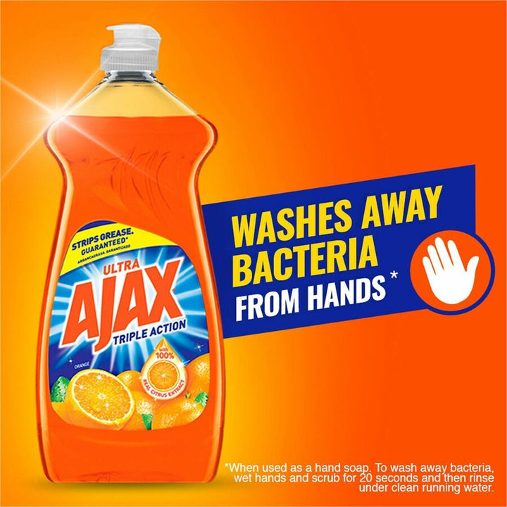 Image of AJAX 149860 Triple Action Dish Soap, 52 fl oz (1.6 quart), Orange Scent, Pleasant Scent, Phosphate-free, Kosher-free, Orange, 1 Each