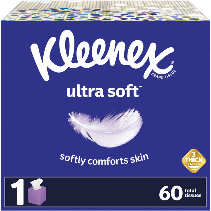 Image of Kleenex® Ultra Soft Facial Tissue, 3-Ply, White, 65 Sheets/Box, 27 Boxes/Carton