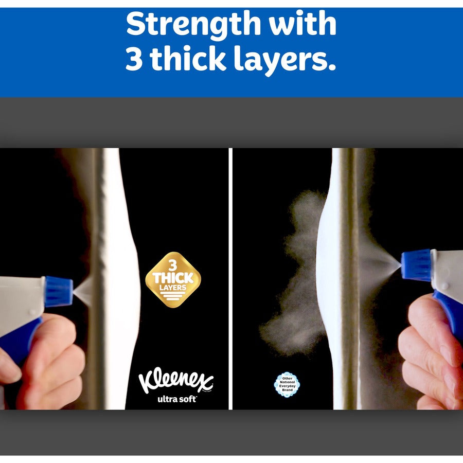 Image of Kleenex® Ultra Soft Facial Tissue, 3-Ply, White, 65 Sheets/Box, 27 Boxes/Carton