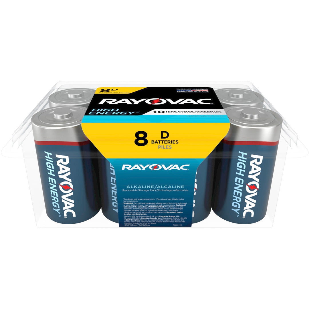 Image of Rayovac® Batteries,D High Energy Premium,Alkaline,8/PK,Blue/Silver