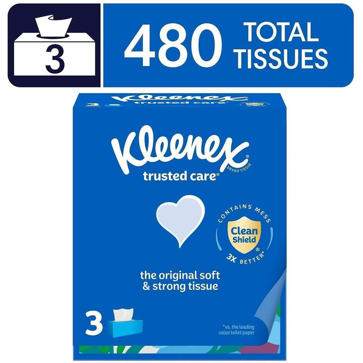 Image of Kimberly-Clark Professional Facial Tissues,2-ply,8-1/5"x8-2/5",160/Box,3/PK,WE