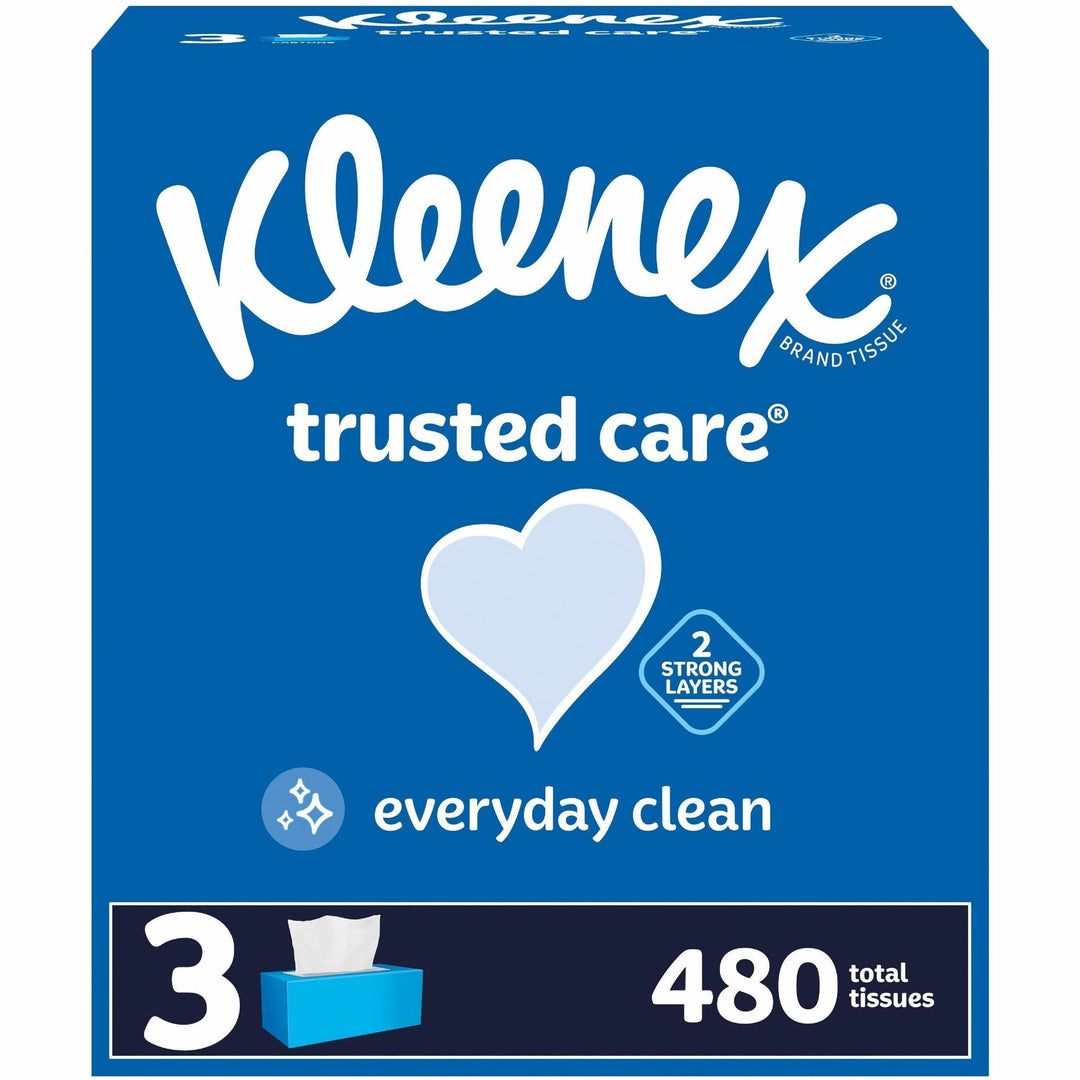 Image of Kimberly-Clark Professional Facial Tissues,2-ply,8-1/5"x8-2/5",160/Box,3/PK,12PK/CT,WE