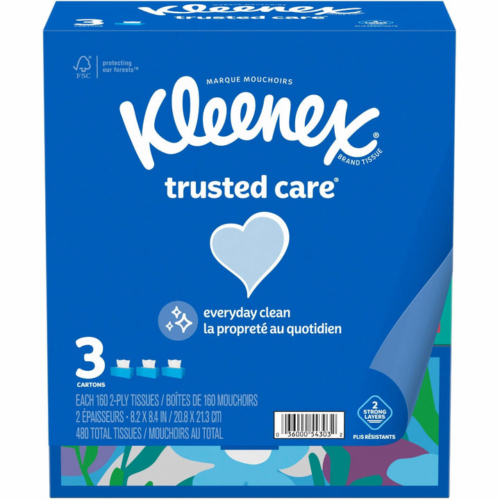 Image of Kimberly-Clark Professional Facial Tissues,2-ply,8-1/5"x8-2/5",160/Box,3/PK,12PK/CT,WE