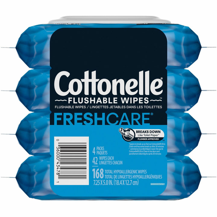 Image of Kimberly-Clark Professional Cleansing Wipes,Flushable,7-1/4"x5",42 Shts/Pack,4/PK,WE