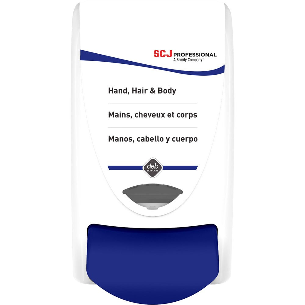 Image of S.C. Johnson Dispenser,Manual,f/Hand/Hair/Body Wash,1 L Cap,White/Blue