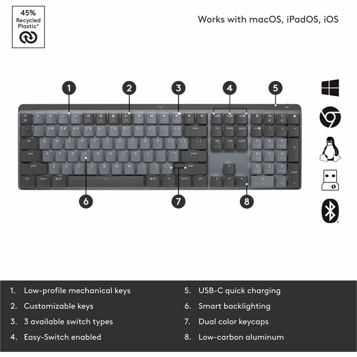 Image of Logitech® MX Mechanical Wireless Illuminated Performance Keyboard, Graphite