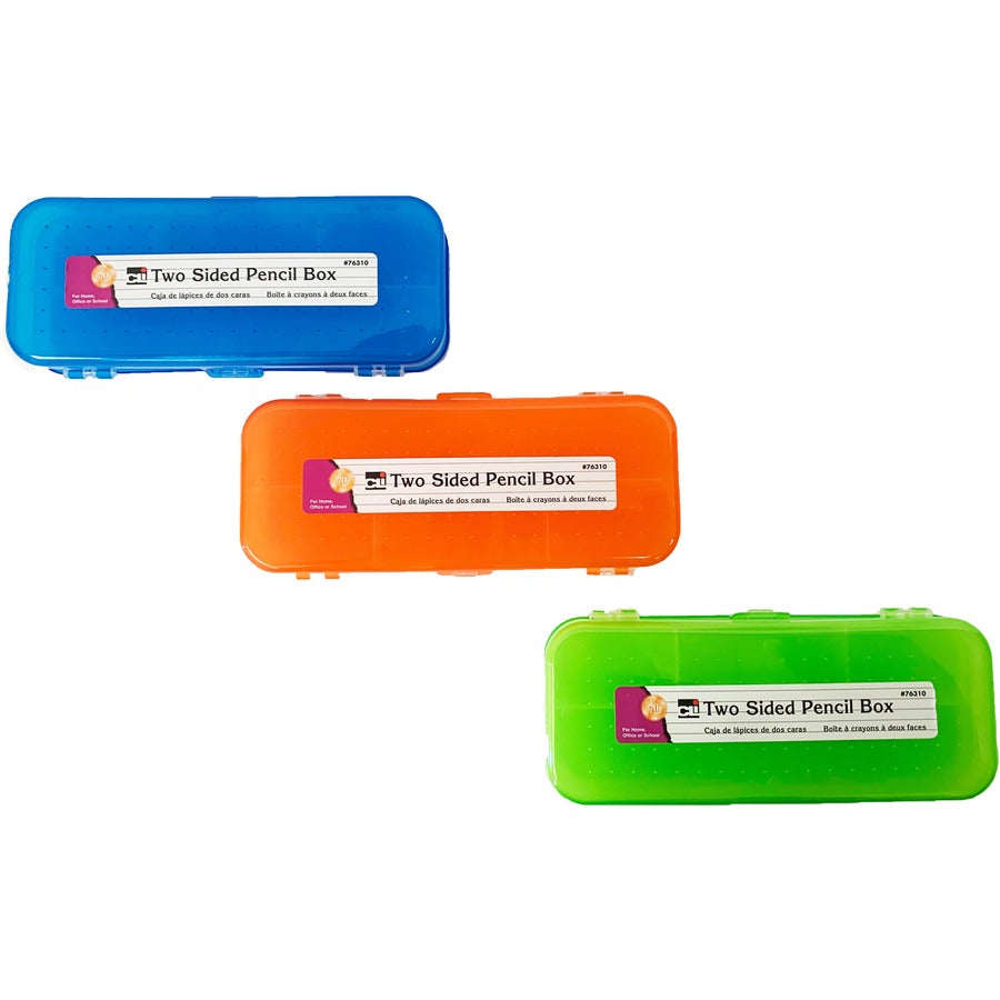 Image of Charles Leonard® Pencil Boxes,2-Sided,w/5Slots,8"1/2"x3-1/2"x1-1/2",24/DS,AST