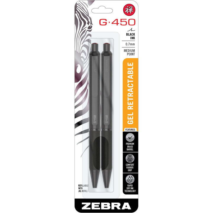 Image of Zebra® Pens,Gel,Retractable,G-450,0.7mm,2/PK,BK