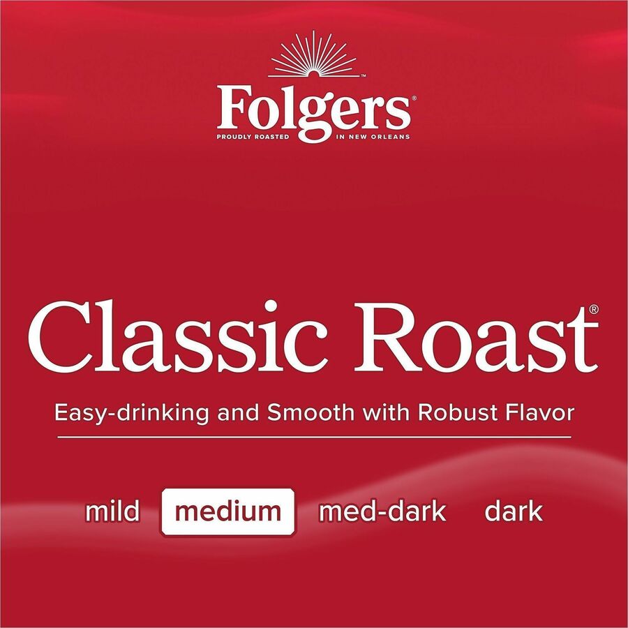 Image of Folgers® 30407 Classic Roast Coffee, Medium, 25.9 oz Per Canister, Ground, Classic Roast, 1 Each