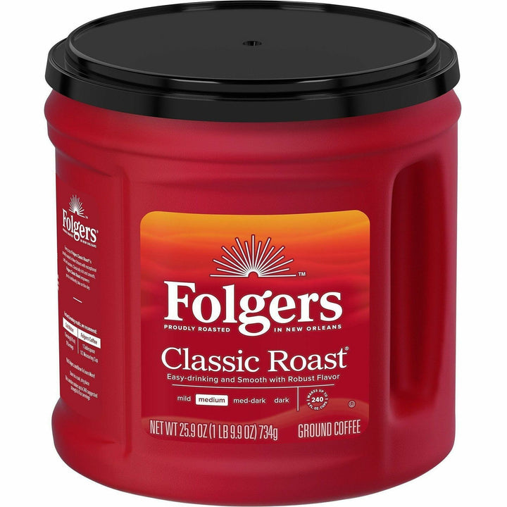 Image of Folgers® 30407 Classic Roast Coffee, Medium, 25.9 oz Per Canister, Ground, Classic Roast, 1 Each