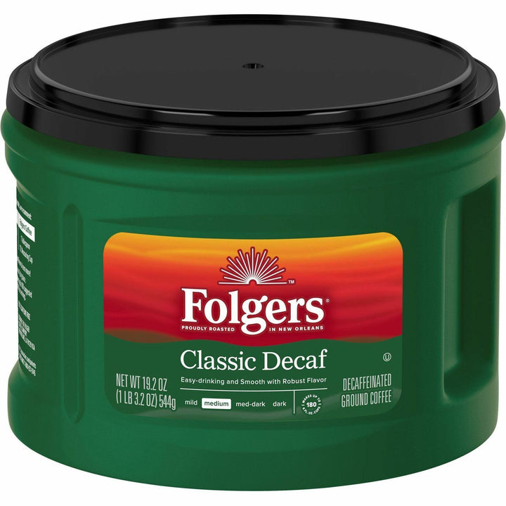 Image of Folgers® Coffee,Decaf,Classic,Medium Roast,19.2oz Canister,6/CT,BN